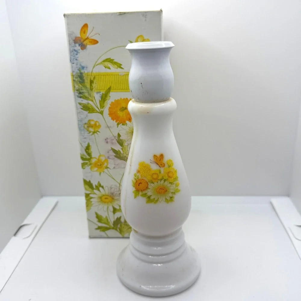 Vintage Avon Buttercup Candlestick‎ Sonnet Cologne with Original Box
